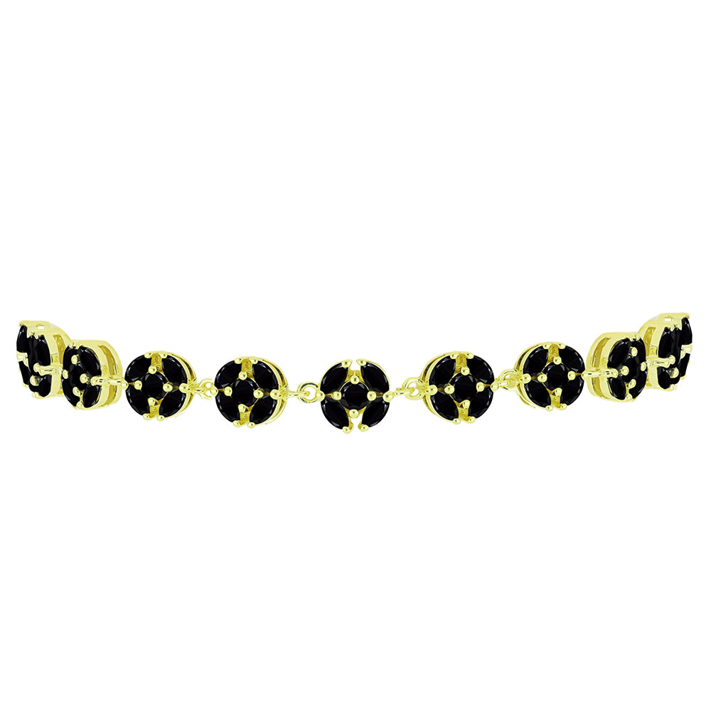 Goldplattiertes Silberarmband mit schwarzem Spinell 2