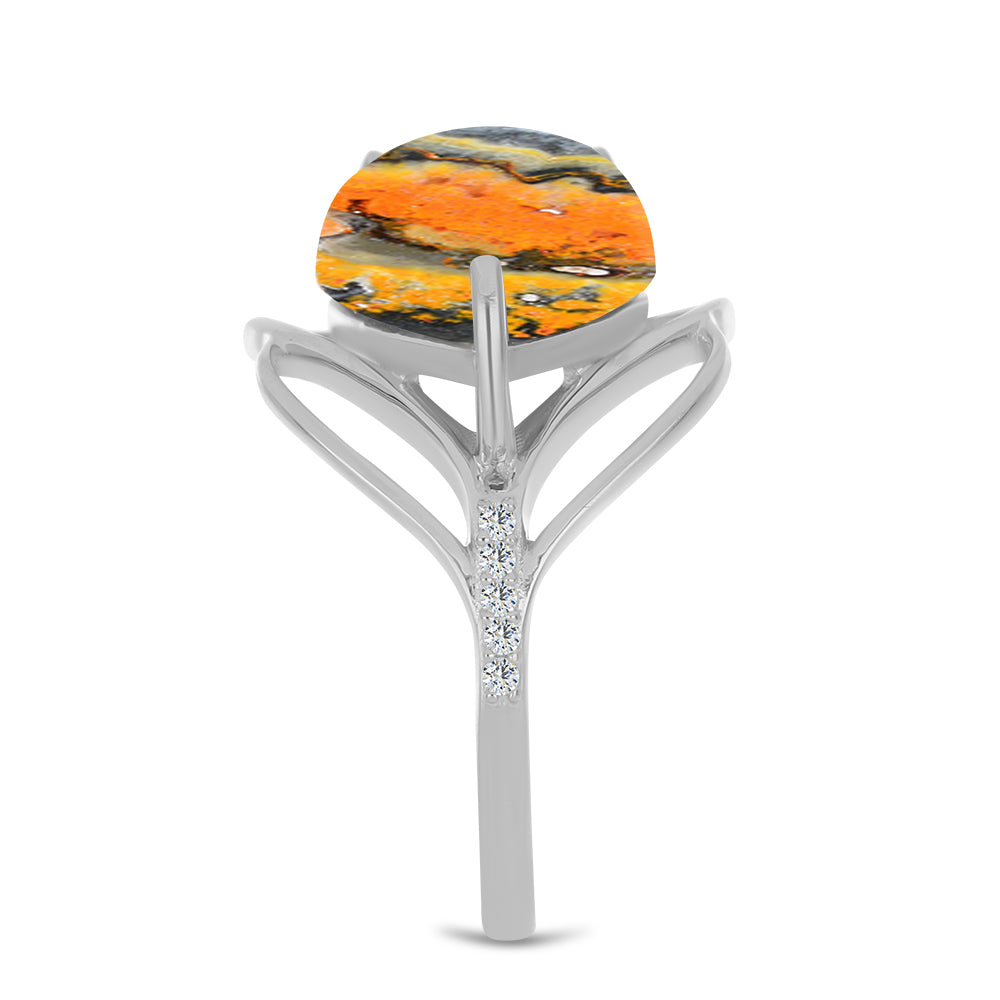 Silberring mit Hummeljaspis und weißem Topas