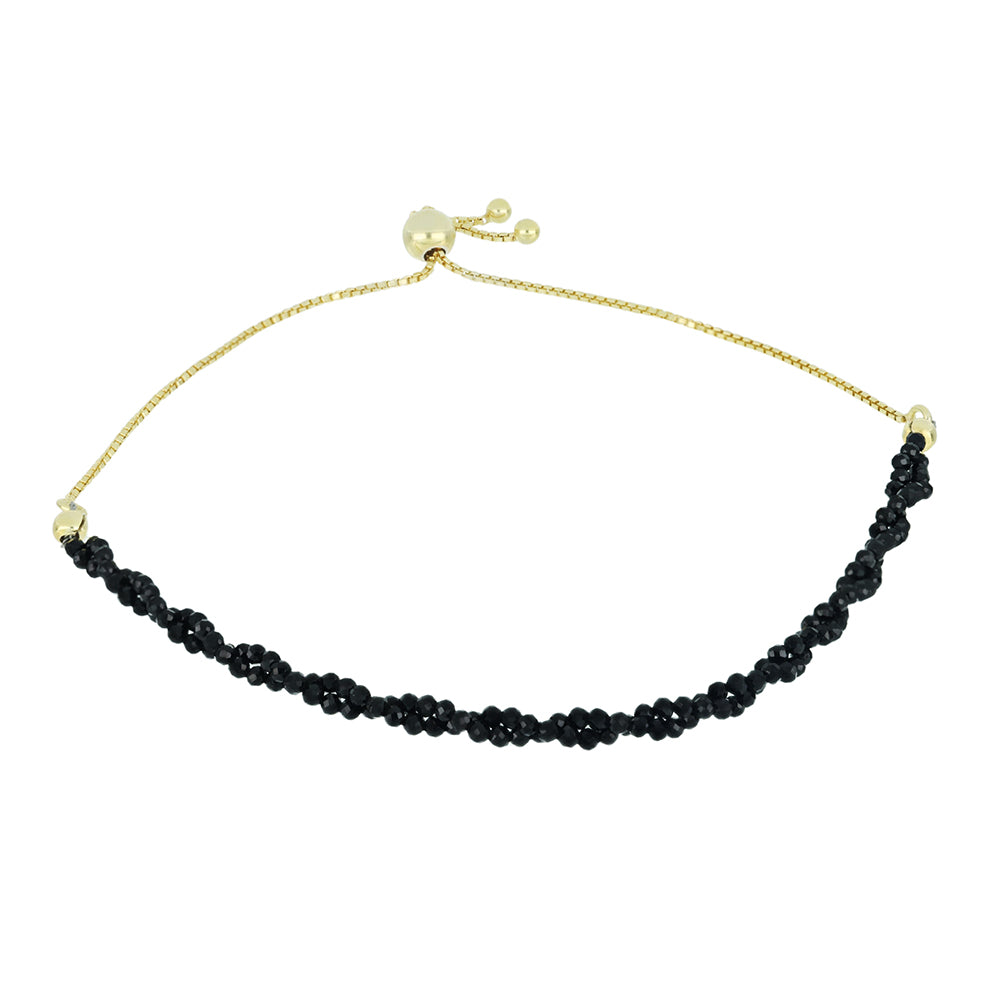 Goldplattiertes Silberarmband mit schwarzem Spinell