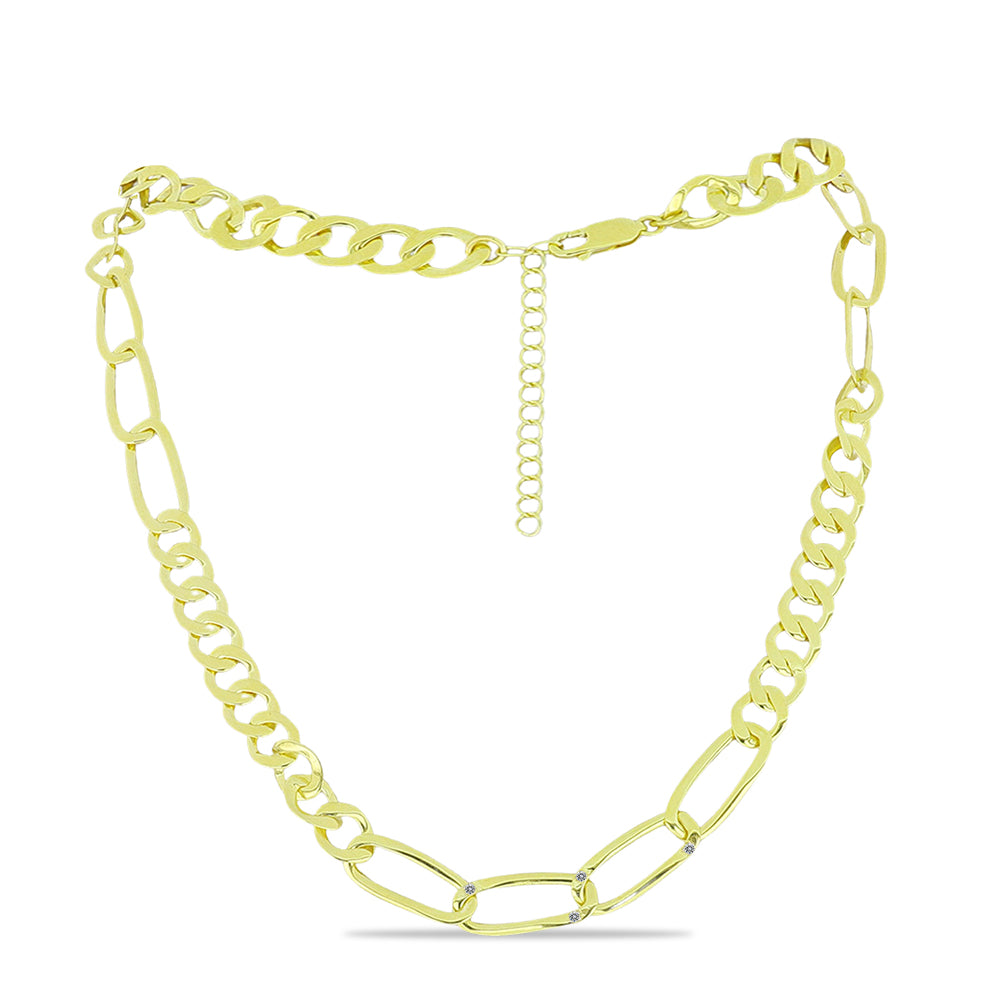Goldplattierte Silberhalskette mit weißem Diamant