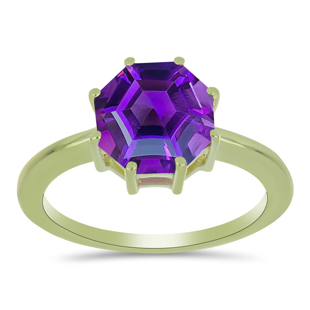 Goldplattierter Silberring mit marokkanischem Amethyst