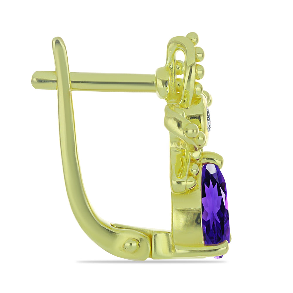 Goldplattierte Silberohrringe mit marokkanischem Amethyst und weißem Topas