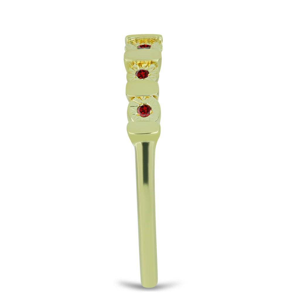 Goldplattierter Silberring mit rotem Diamant