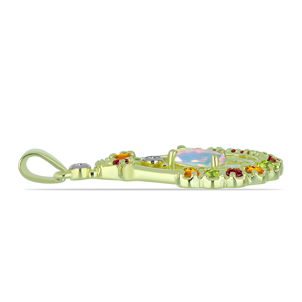 Goldplattierter Silberanhänger mit Welo-Opal und Chakra Turmalin 2
