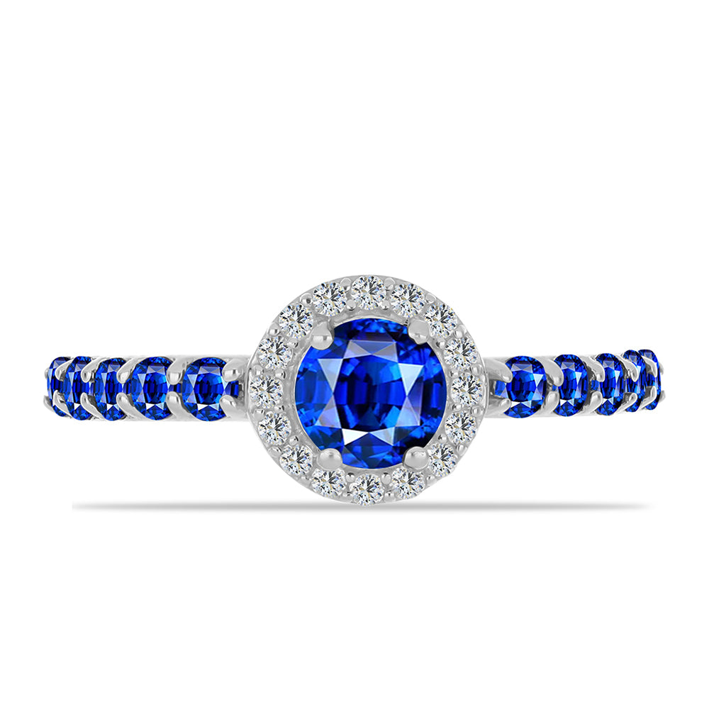 Silberring mit australischem blauem Saphir und weißem Topas