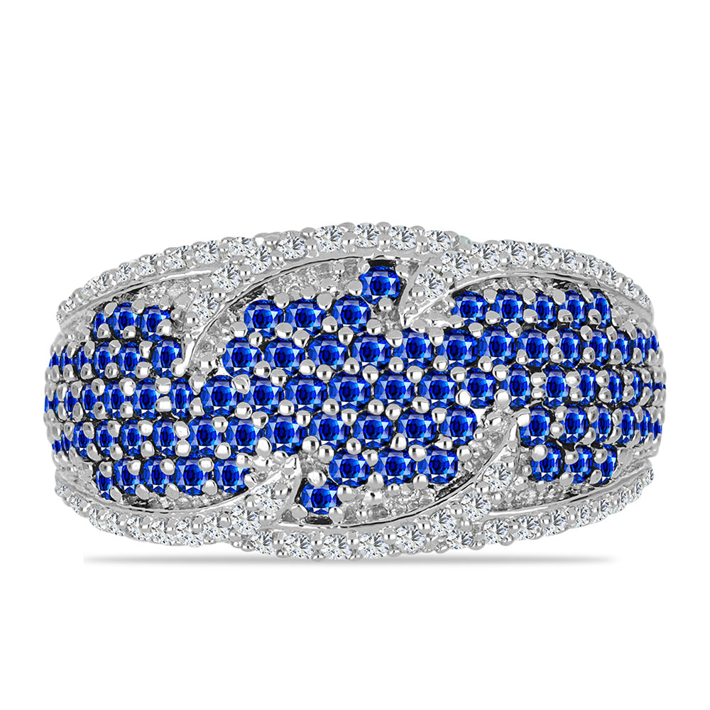 Silberring mit australischem blauem Saphir und weißem Topas