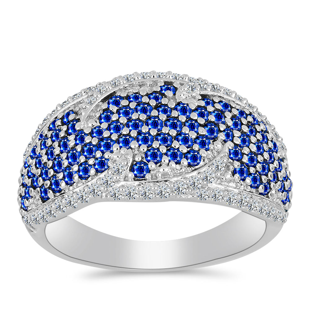 Silberring mit australischem blauem Saphir und weißem Topas