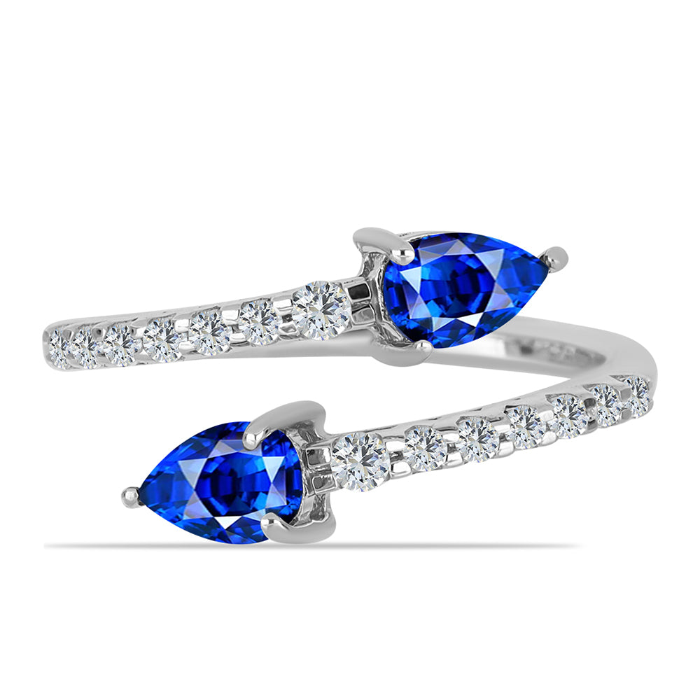 Silberring mit australischem blauem Saphir und weißem Topas 1