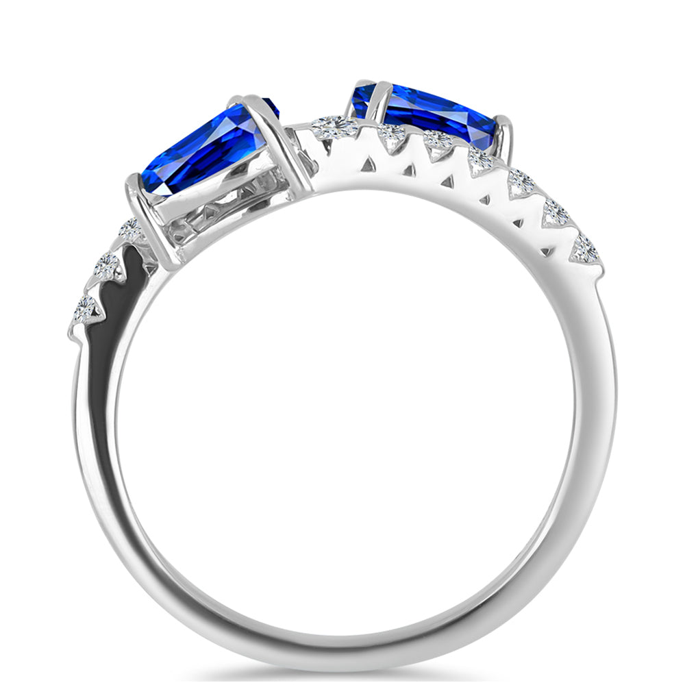 Silberring mit australischem blauem Saphir und weißem Topas 2