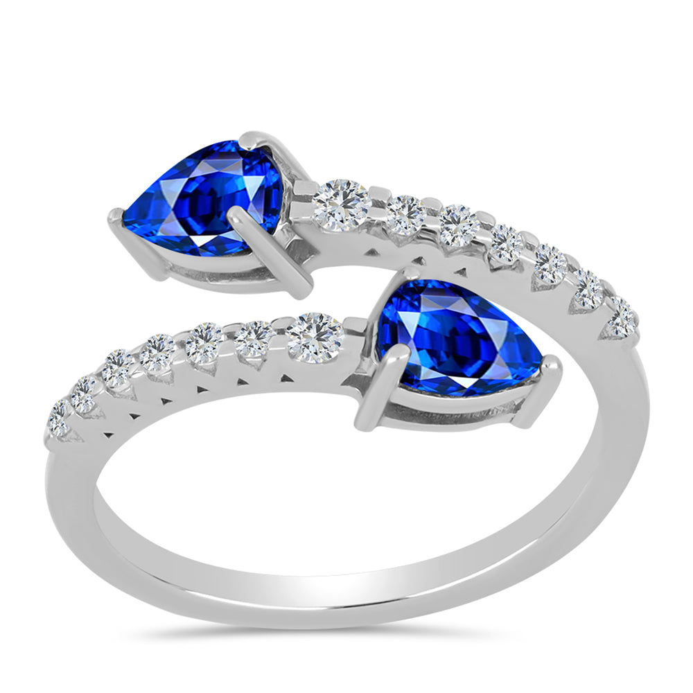 Silberring mit australischem blauem Saphir und weißem Topas