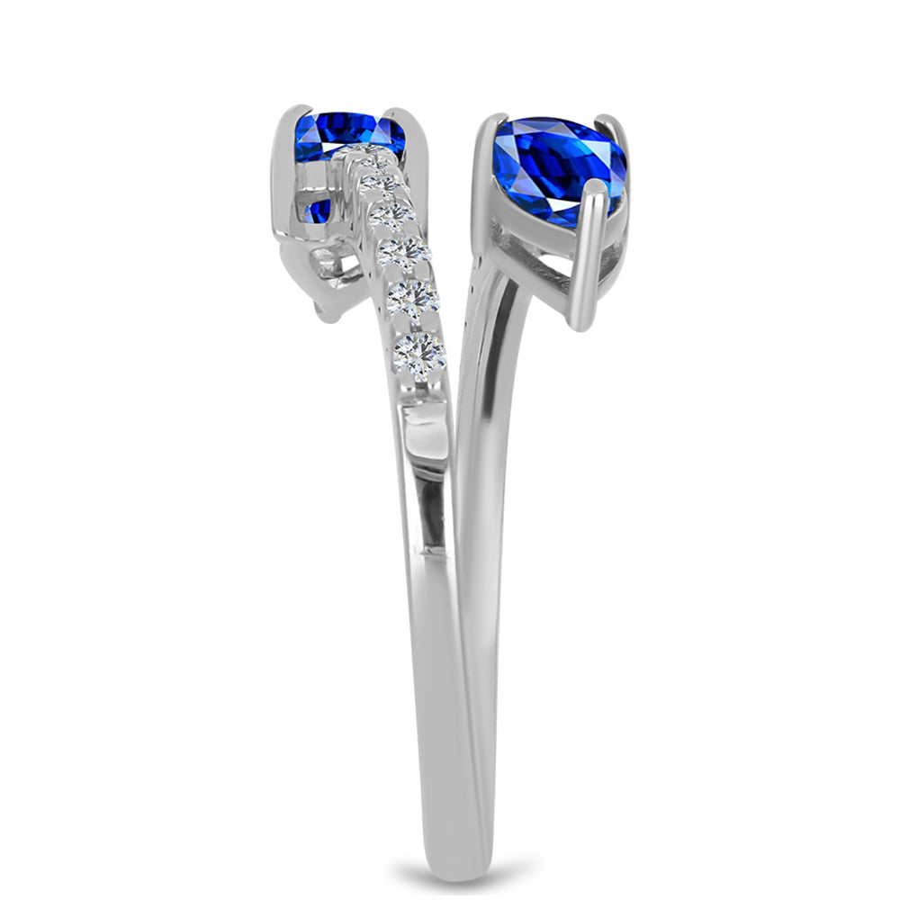 Silberring mit australischem blauem Saphir und weißem Topas