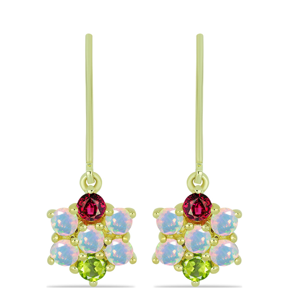 Goldplattierte Silberohrringe mit Welo-Opal und Chakra Turmalin