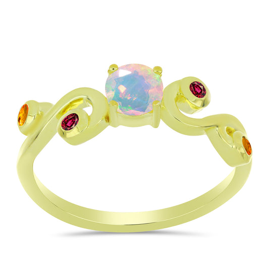 Goldplattierter Silberring mit Welo-Opal und Chakra Turmalin