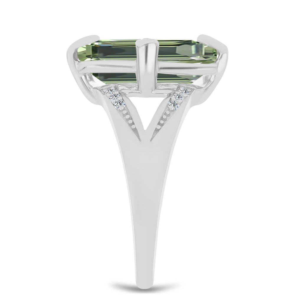 Silberring mit grünem Amethyst und weißem Topas 4