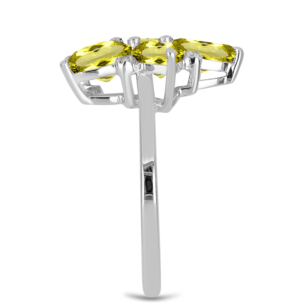 Silberring mit Zitronentopas und weißem Topas