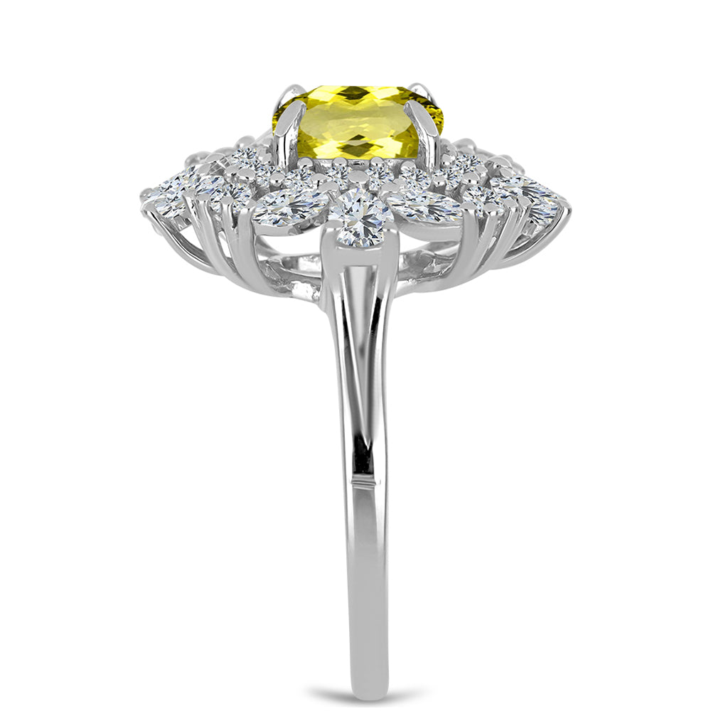 Silberring mit Zitronentopas und weißem Topas