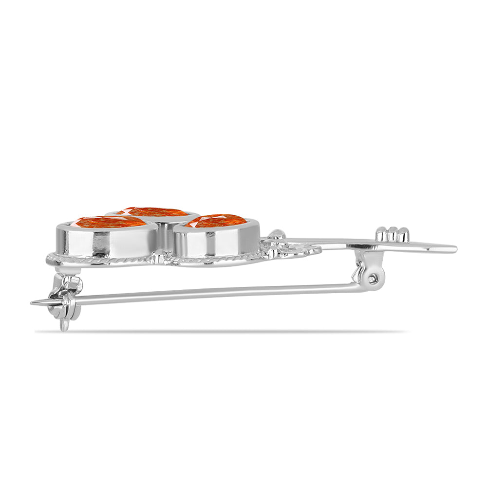 Silberbrosche mit Sonnenstein aus Oregon