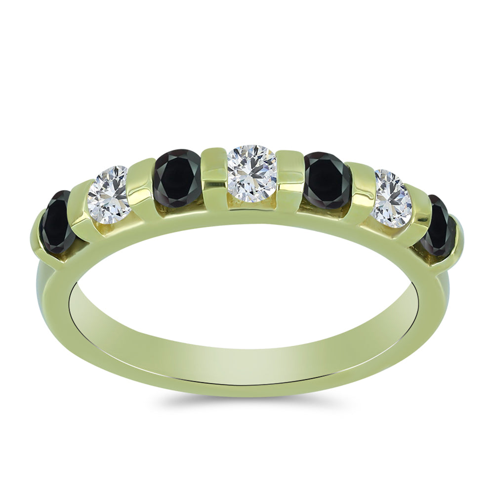 Goldplattierter Silberring mit Obsidian und weißem Topas
