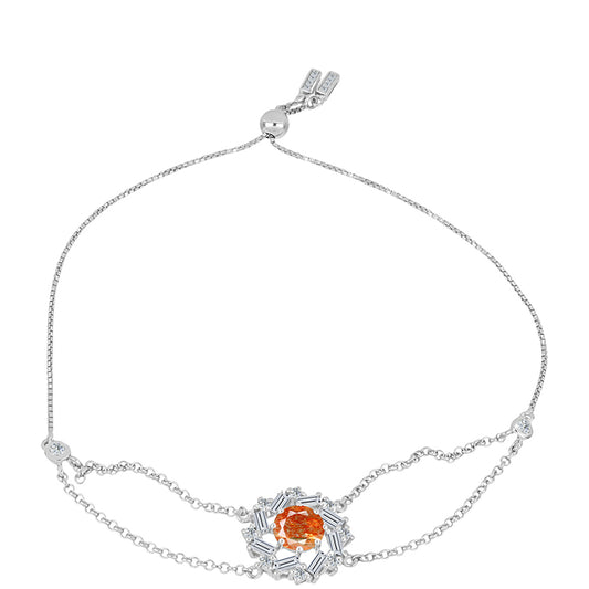 Silberarmband mit Sonnenstein aus Oregon und weißem Topas