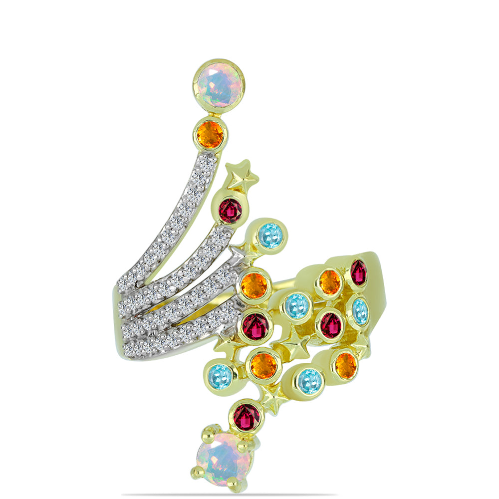 Goldplattierter Silberring mit Welo-Opal und Chakra Turmalin 1