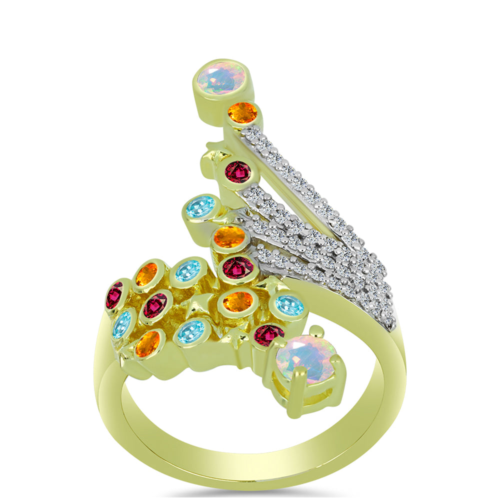 Goldplattierter Silberring mit Welo-Opal und Chakra Turmalin 3