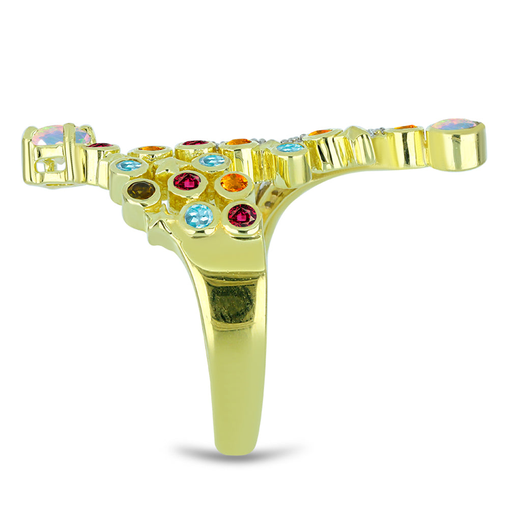 Goldplattierter Silberring mit Welo-Opal und Chakra Turmalin 4