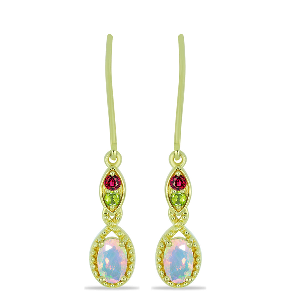 Goldplattierte Silberohrringe mit Welo-Opal und Chakra Turmalin 1