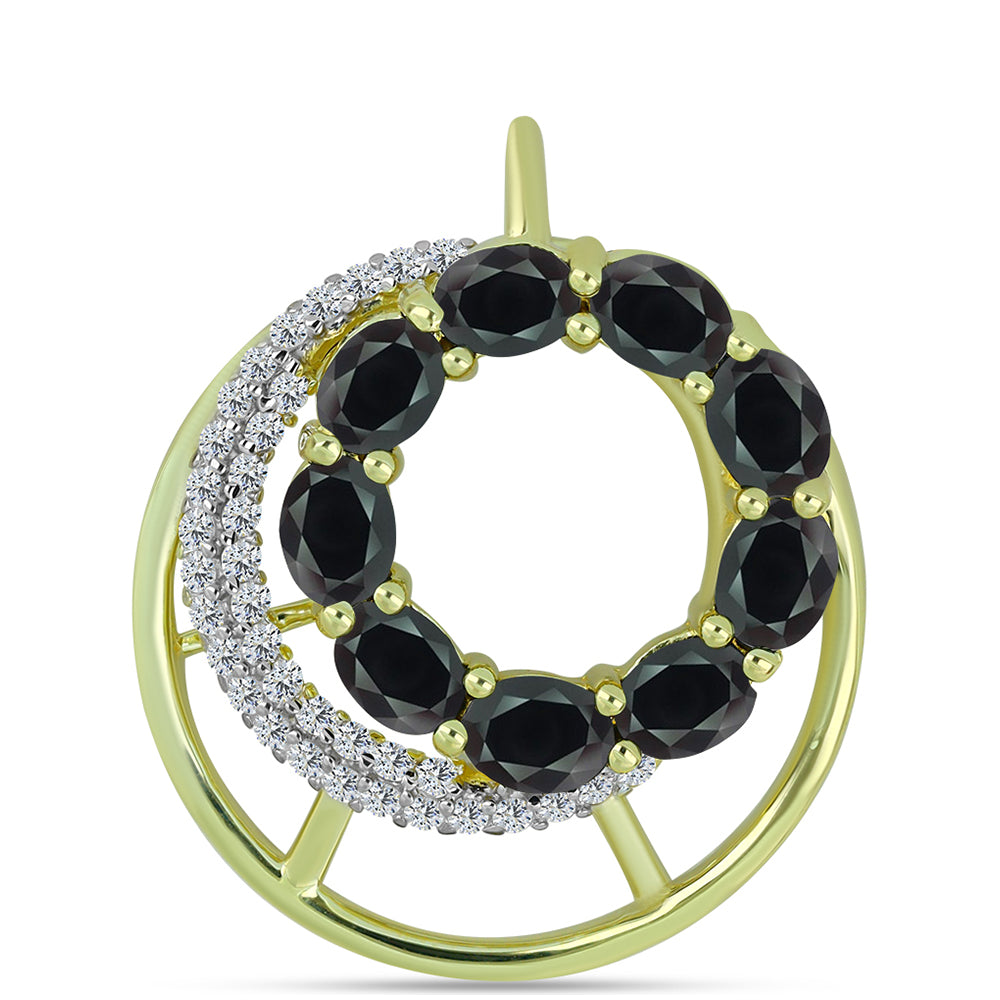 Goldplattierter Silberanhänger mit Obsidian und weißem Topas