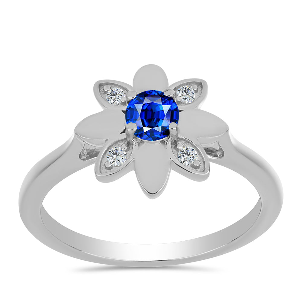 Silberring mit australischem blauem Saphir und weißem Topas