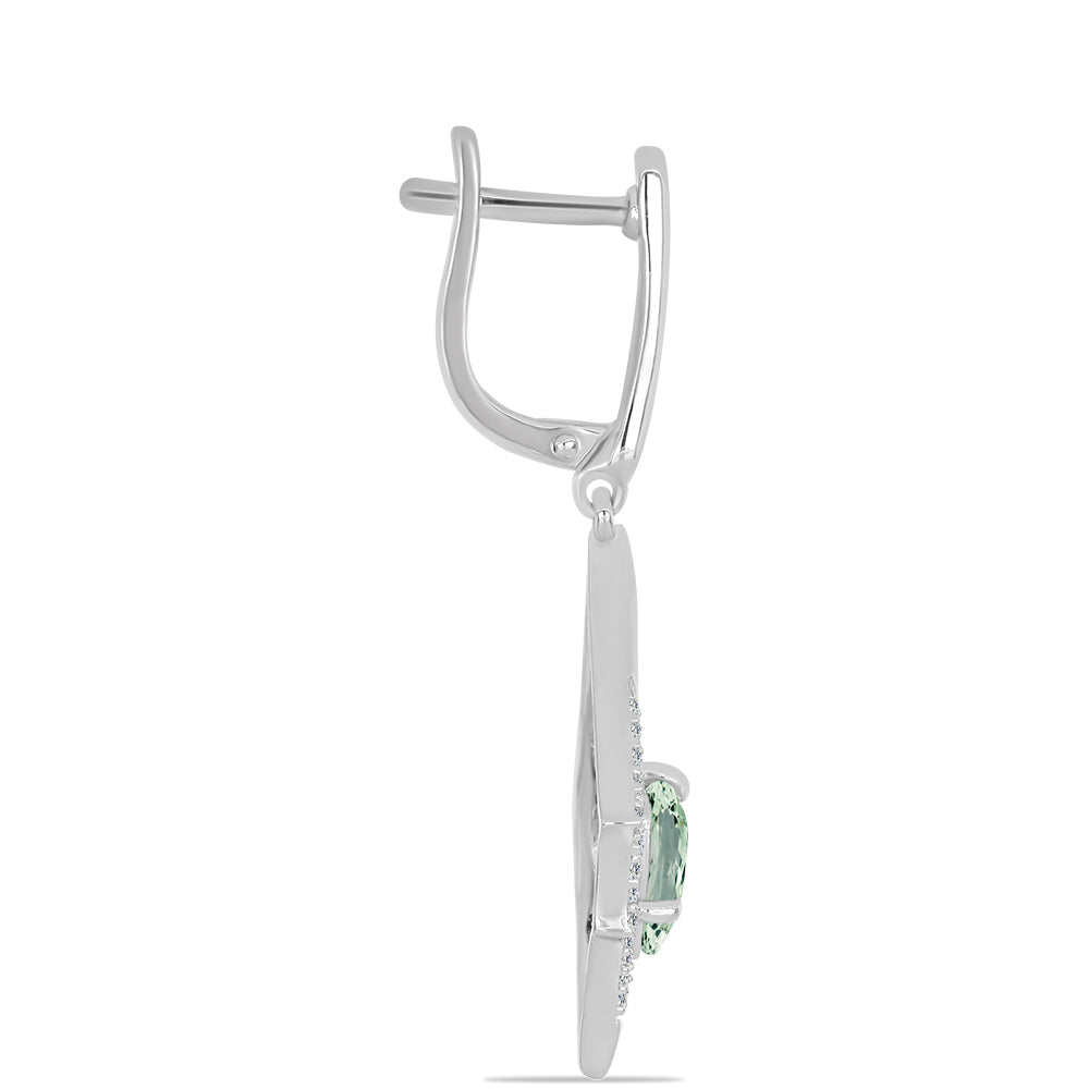 Silberohrringe mit grünem Amethyst und weißem Topas 2
