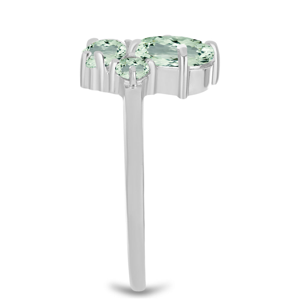 Silberring mit grünem Amethyst und weißem Topas