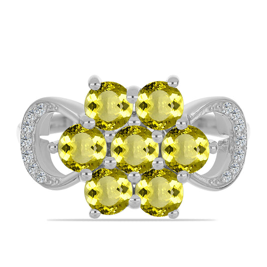 Silberring mit Zitronentopas und weißem Topas