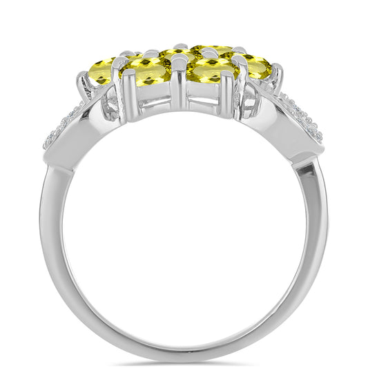 Silberring mit Zitronentopas und weißem Topas