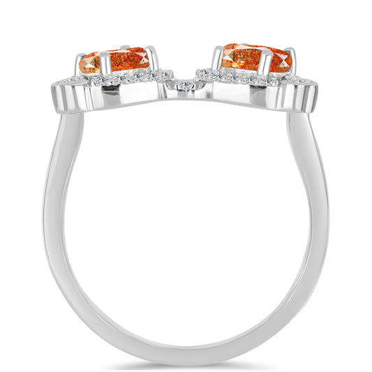 Silberring mit Sonnenstein aus Oregon und weißem Topas