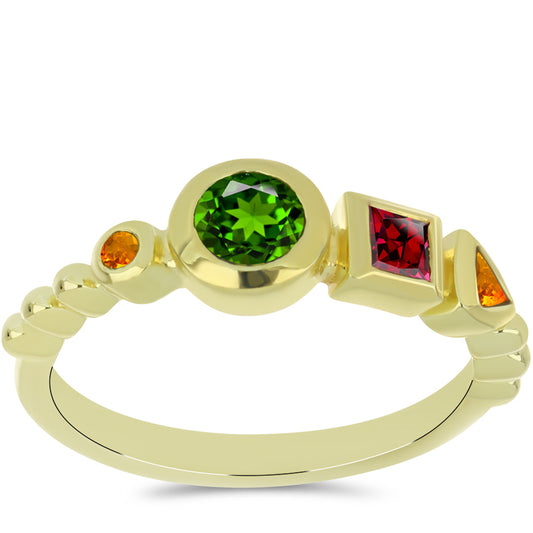 Goldplattierter Silberring mit Chakra Turmalin