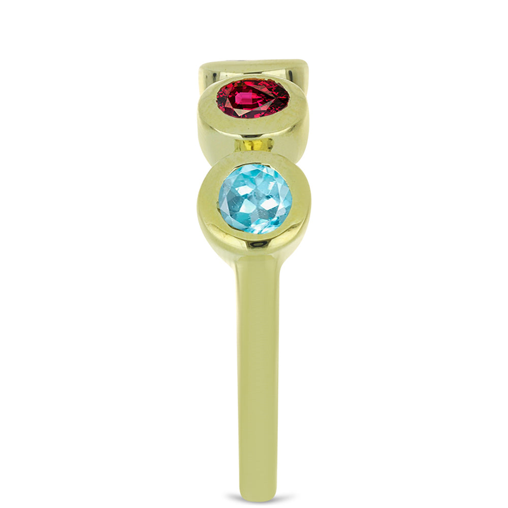 Goldplattierter Silberring mit Chakra Turmalin