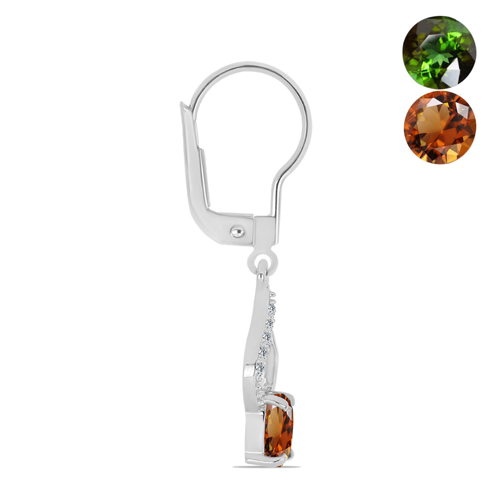 Silberohrringe mit zertifiziertem laborgezüchteten Zultanit aus Anatolien und weißem Topas