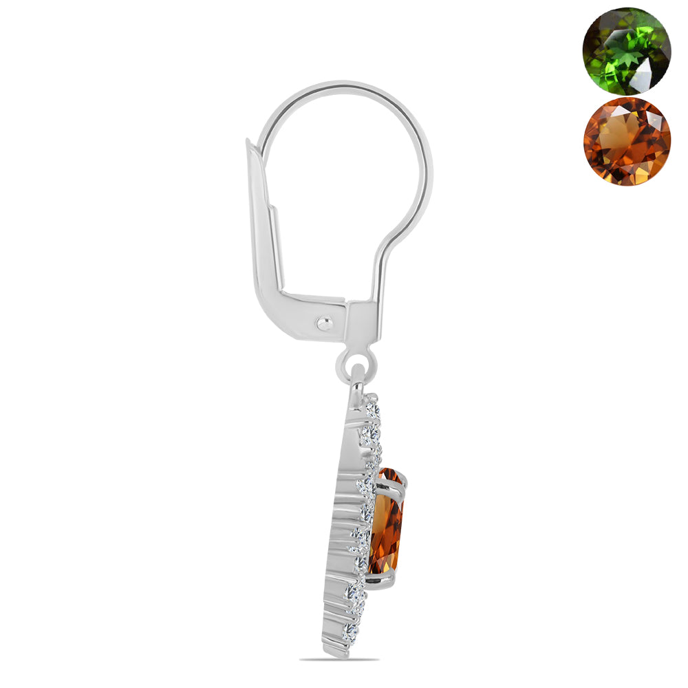 Silberohrringe mit zertifiziertem laborgezüchteten Zultanit aus Anatolien und weißem Topas