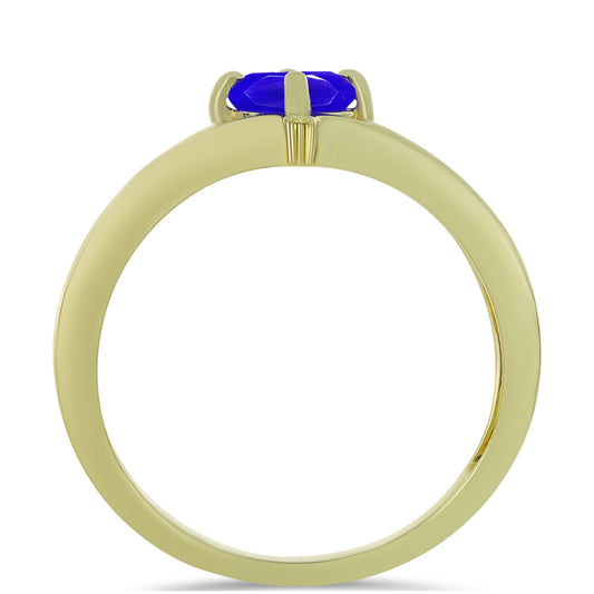 Goldplattierter Silberring mit blauem Achat