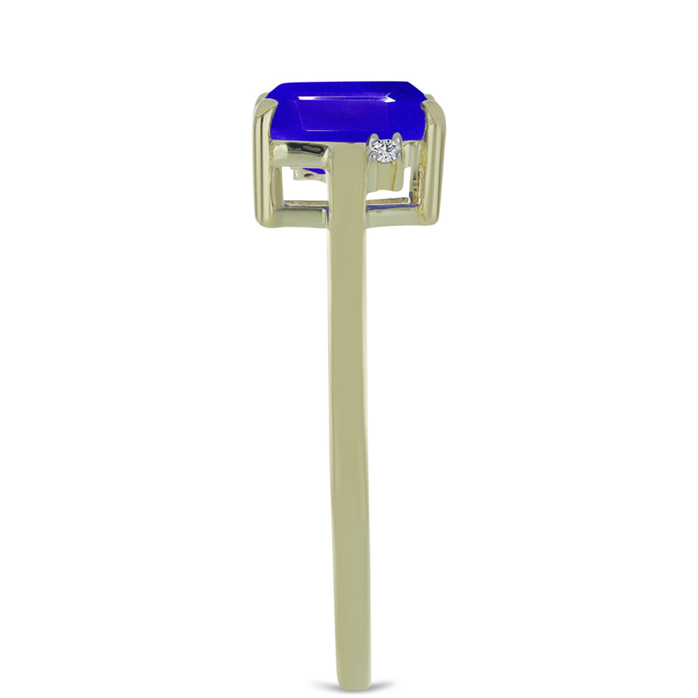 Goldplattierter Silberring mit blauem Achat und weißem Topas