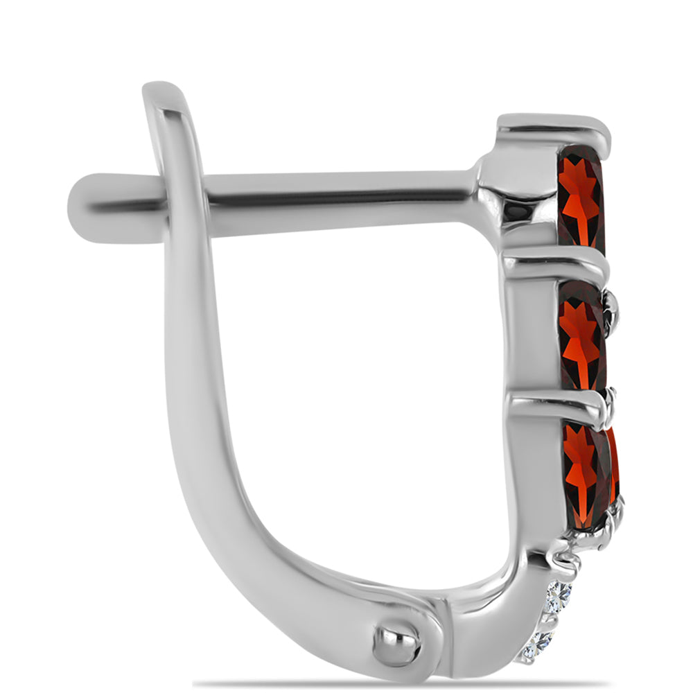 Silberohrringe mit Barton Granat und weißem Topas