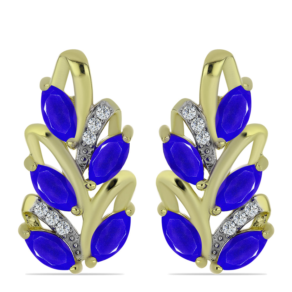 Goldplattierte Silberohrringe mit blauem Achat und weißem Topas 1