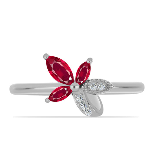 Silberring mit Rubin aus Madagaskar und weißem Topas