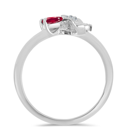 Silberring mit Rubin aus Madagaskar und weißem Topas