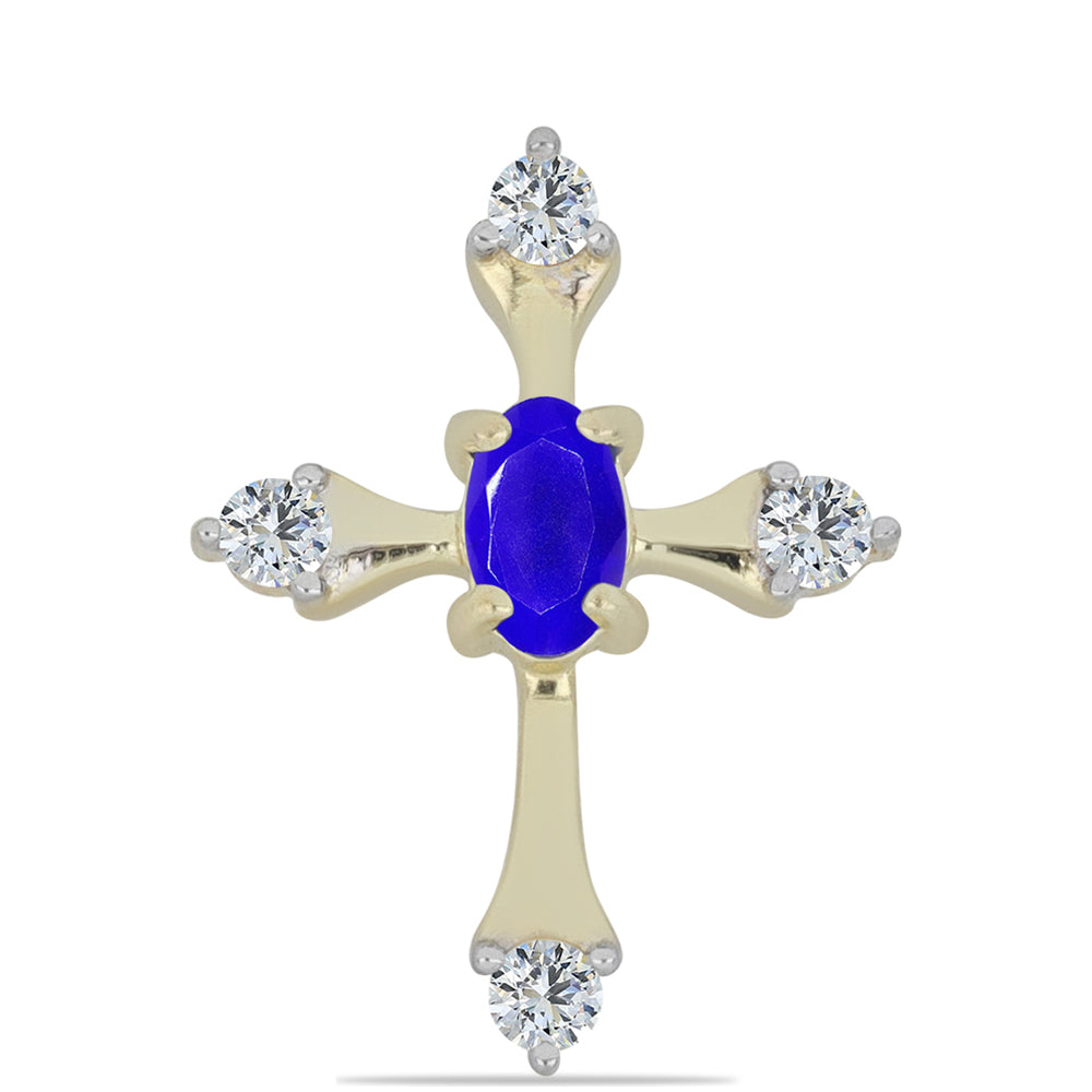 Goldplattierter Silberanhänger mit blauem Achat und weißem Topas 1