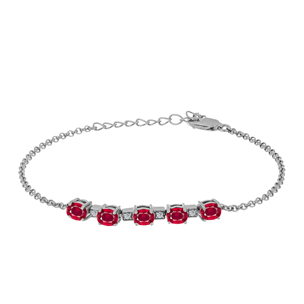 Silberarmband mit Rubin aus Madagaskar und weißem Topas 1