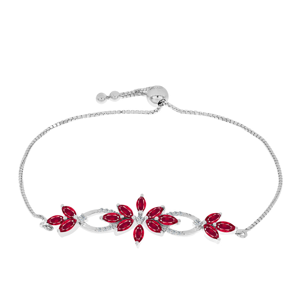 Silberarmband mit Rubin aus Madagaskar und weißem Topas