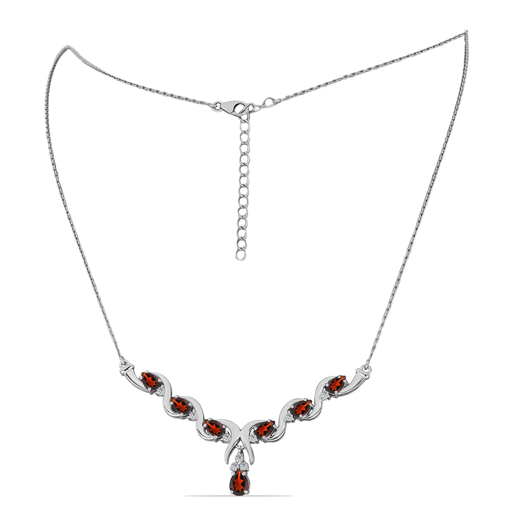 Silberhalskette mit Barton Granat und weißem Topas 1