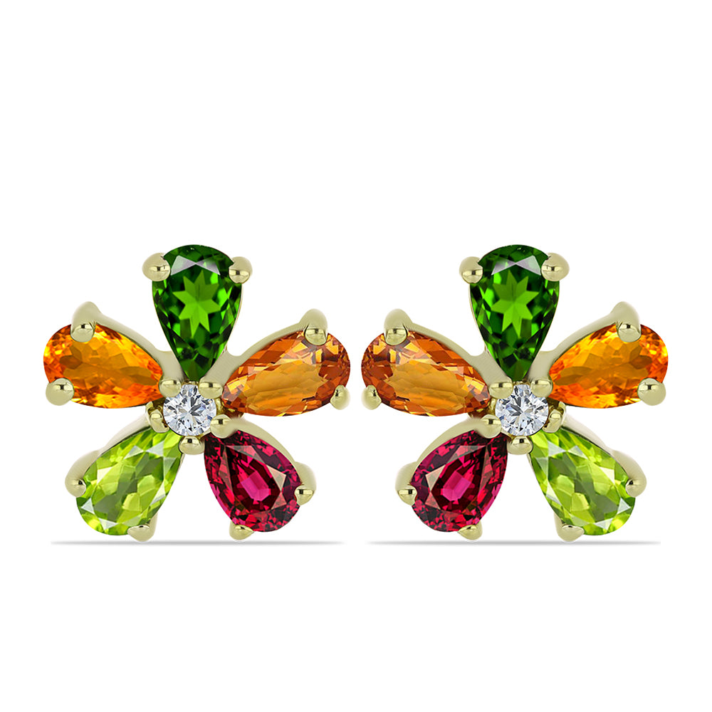 Goldplattierte Silberohrringe mit Chakra Turmalin und weißem Topas 1