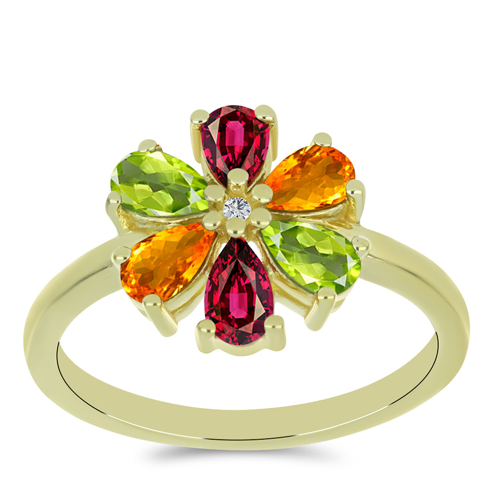 Goldplattierter Silberring mit Chakra Turmalin und weißem Topas